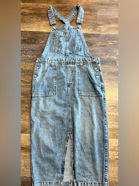 We the free by free people Classic Light Blue Denim Overall Skirt